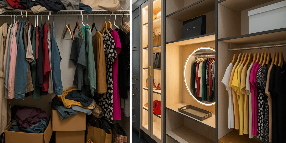 Closet Lighting And Hanging Storage Design - Custom Closets