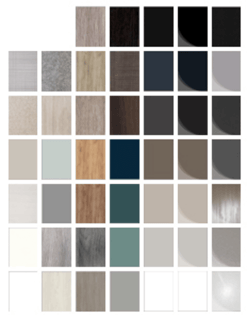 Color options for closets and cabinet finishes.