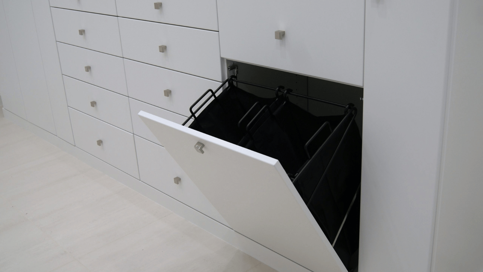 Tilt Out Laundry Hamper Cabinet - Custom Closets