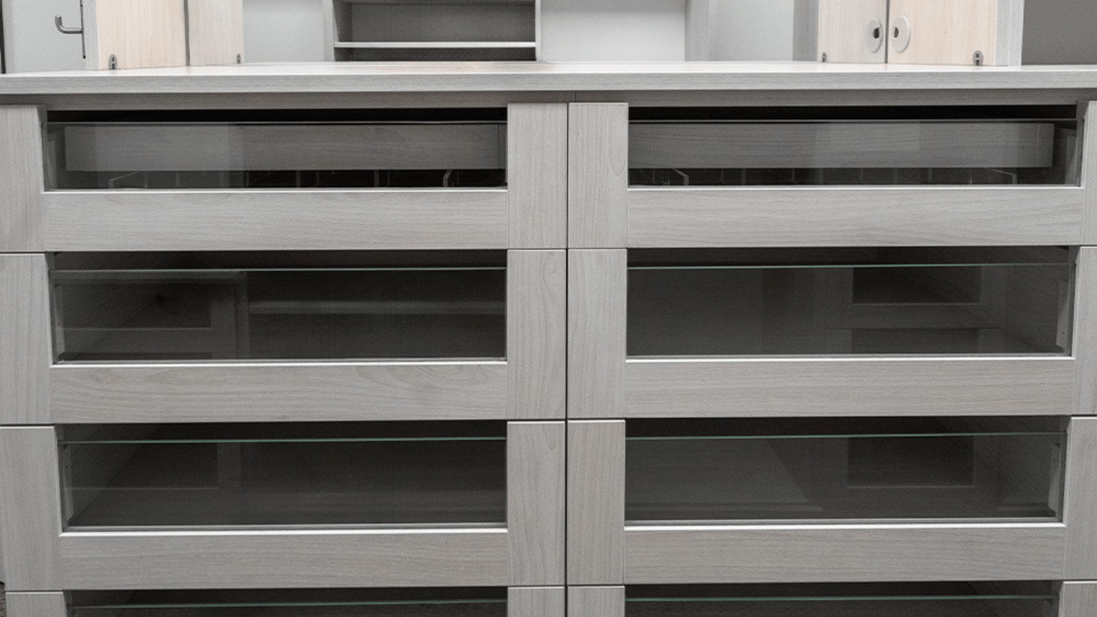 Glass Front Drawers - Custom Closets