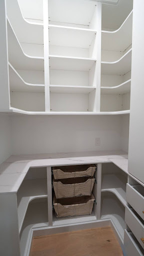 Rounded corner pantry storage example